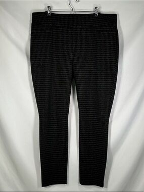 Women's Black Square Patterned Ponte Leggings Dahlia Pull-On Pants Size XL
